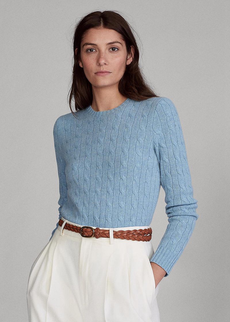 Sueter Polo Ralph Lauren Mujer Cable-Knit Cashmere Jumper Chile Azules FCWIK-4902